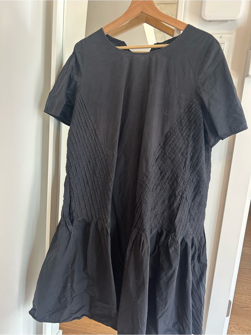 COS Black Short Sleeve Pleated Panel Dress